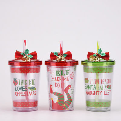 Wiederverwendbare 10oz schöne Design Doppelwand klares Acryl Plastik Wasser-Tumbler mit Stroh