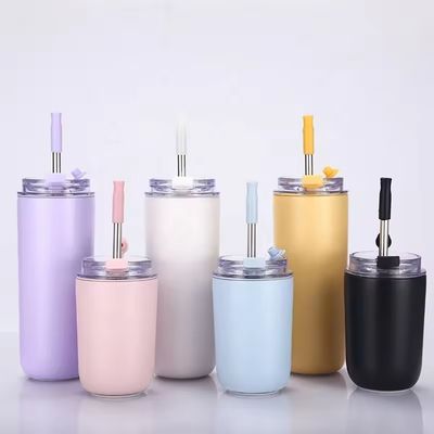 Kinder BPA-freier Tumbler mit Stroh Doppelwand Edelstahl Vakuum Tasse 280ml/500ml