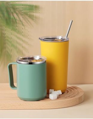 Nachhaltige 14oz Doppelwand Vakuum isolierte Edelstahl Kaffeetasse mit Deckel