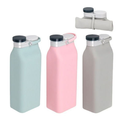 Klappbare Silikon-Klappwasserflasche mit Stroh