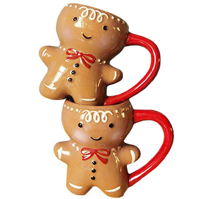 Umweltfreundliche 300 ml Weihnachts-Keramik-Milch-Tasse mit süßen 3D-Cartoon-Tee-Tasse Design