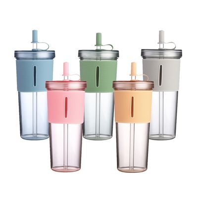 BPA-freie wiederverwendbare Bürokuppen 700ml Plastik-Tumbler mit Deckel und Stroh