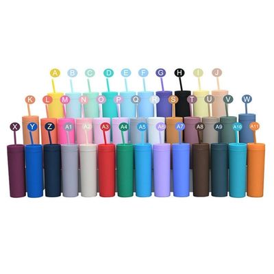 16oz benutzerdefinierte Matte-Wasserflasche Doppelwand Acryl-Tumbler Kaffee-Milchbecher mit Stroh
