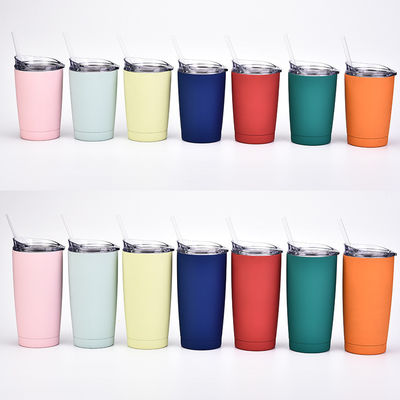 Klassische Gestaltungsart Vakuum-Tumbler Edelstahl-Wasserflasche mit Plastikstroh
