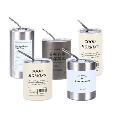 Zeitgenössische Design Edelstahl Skinny Tumbler 320ML/600ML mit Deckel und Stroh