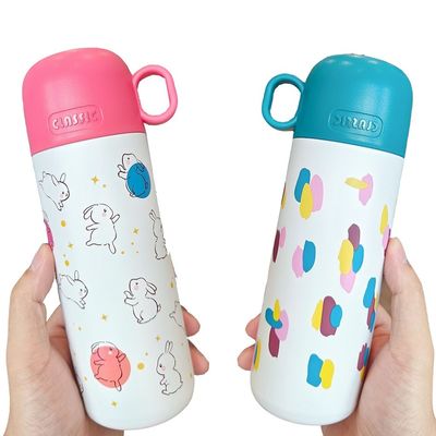 Edelstahl Kinder Wasserflasche 500ml Cute Tumbler Cup mit individuellem Muster und Deckel