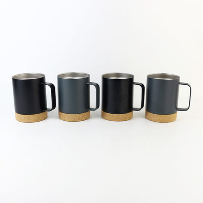 Edelstahl 12 Unzen Matte schwarze Tasse mit Korkboden und Schiebeverschluss Deckel perfekt