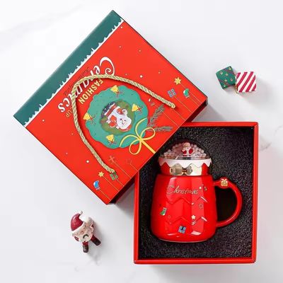 2024 Pretty Christmas Snowball Keramikbecher Geschenk Set mit allen Accessoires und niedlichen Becher