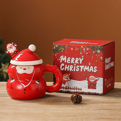 Nachhaltiger Keramik-Schneemann Weihnachtsmann Kaffee Weihnachtsbecher in Geschenkbox für Feste