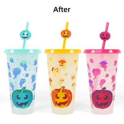 MUGS 24OZ BPA-freie Plastik-Getränke mit Farbwechselbechern, Deckel und Stroh