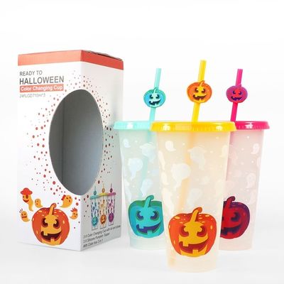 MUGS 24OZ BPA-freie Plastik-Getränke mit Farbwechselbechern, Deckel und Stroh