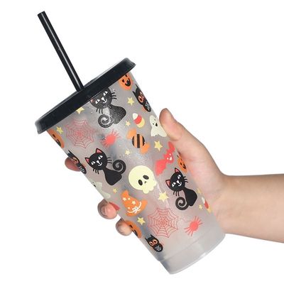 Promotion Geschenk Wiederverwendbarer BPA-freier Kaffeebecher aus Kunststoff mit Deckel und Stroh