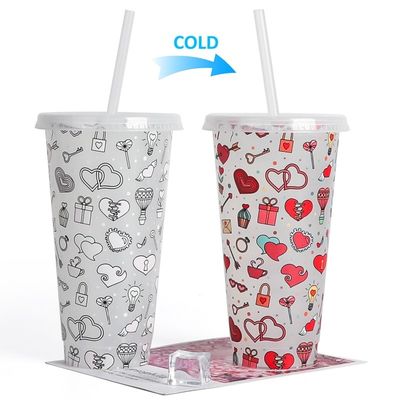 Promotion Geschenk Wiederverwendbarer BPA-freier Kaffeebecher aus Kunststoff mit Deckel und Stroh