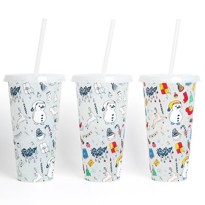 Promotion Geschenk Wiederverwendbarer BPA-freier Kaffeebecher aus Kunststoff mit Deckel und Stroh