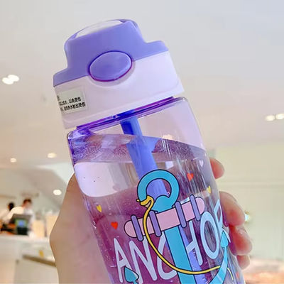 16OZ Kinder niedlich tragbare undichte Straight Drink Plastik-Wasserflasche mit Stroh Custom Logo