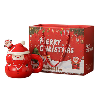 Zeichentrickfilm Schneemann Weihnachtsmann Weihnachtsbaum Keramikbecher Wasserbecher für Weihnachtsgeschenk Box