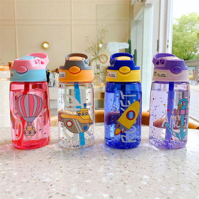 16OZ Kinder niedlich tragbare undichte Straight Drink Plastik Wasserflasche mit Stroh