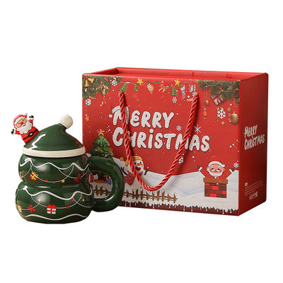 8.5x6.8cm Keramik Weihnachtsdesign Milch Kaffeetasse Becher mit Geschenkbox Schneemann Weihnachtsmann