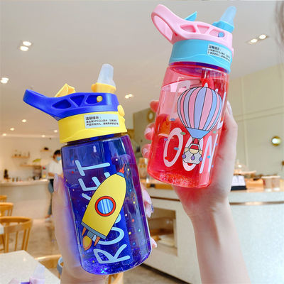 16OZ Kinder niedlich tragbare undichte Straight Drink Plastik Wasserflasche mit Stroh