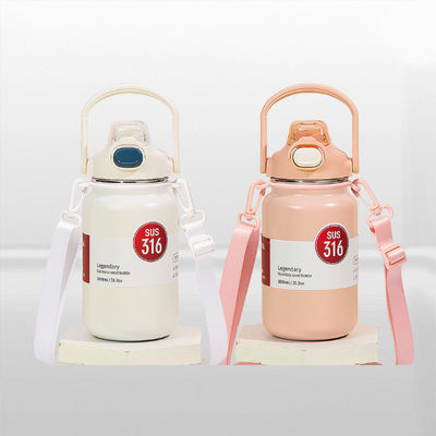 304 316 Edelstahl Wasserflasche für Kinder Rosa Logo 418g Isolierte Stroh-Vakuumflasche