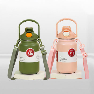 304 316 Edelstahl Wasserflasche für Kinder Rosa Logo 418g Isolierte Stroh-Vakuumflasche