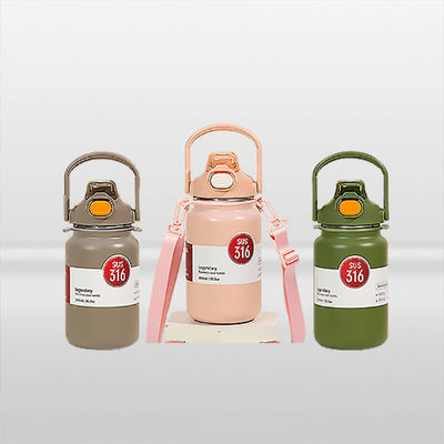 304 316 Edelstahl Wasserflasche für Kinder Rosa Logo 418g Isolierte Stroh-Vakuumflasche