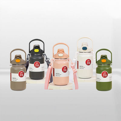 304 316 Edelstahl Wasserflasche für Kinder Rosa Logo 418g Isolierte Stroh-Vakuumflasche