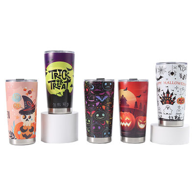 Offene 3D-gedruckte Bier Tasse 304 Edelstahl Vakuum Wasser Tasse 20oz mit Halloween Design