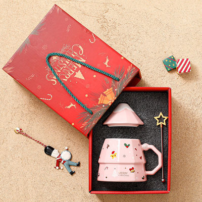Großkapazität Weihnachtsbaum Design Keramik Tasse mit Deckel und Löffel nachhaltiges Geschenk