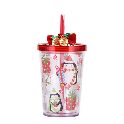 Weihnachtsglocke Doppelschicht Plastik BAP GRATIS Stroh Trinkwasserbecher