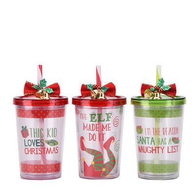 Weihnachtsglocke Doppelschicht Plastik BAP GRATIS Stroh Trinkwasserbecher