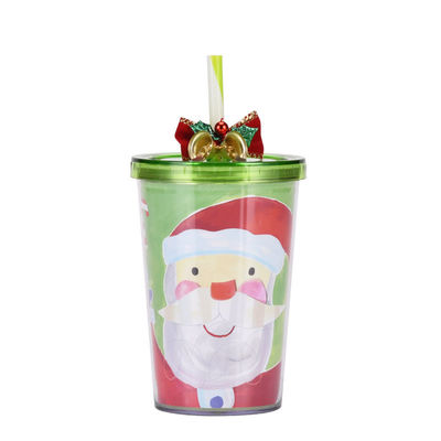 Wiederverwendbare 10oz schöne Design Doppelwand klares Acryl Plastik Wasser-Tumbler mit Stroh