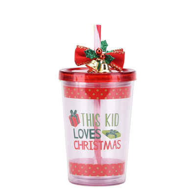 Wiederverwendbare 10oz schöne Design Doppelwand klares Acryl Plastik Wasser-Tumbler mit Stroh