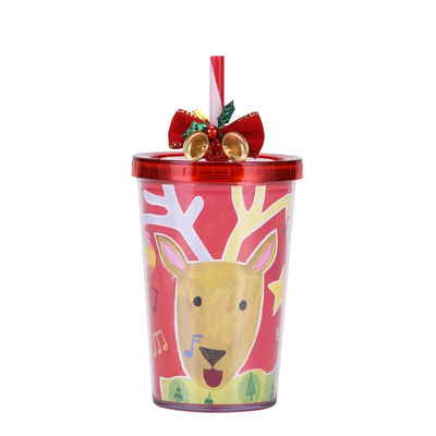Wiederverwendbare 10oz schöne Design Doppelwand klares Acryl Plastik Wasser-Tumbler mit Stroh