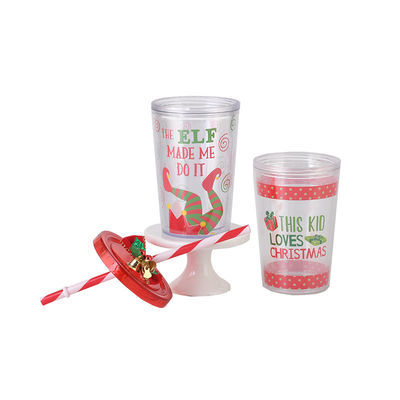 Wiederverwendbare 10oz schöne Design Doppelwand klares Acryl Plastik Wasser-Tumbler mit Stroh