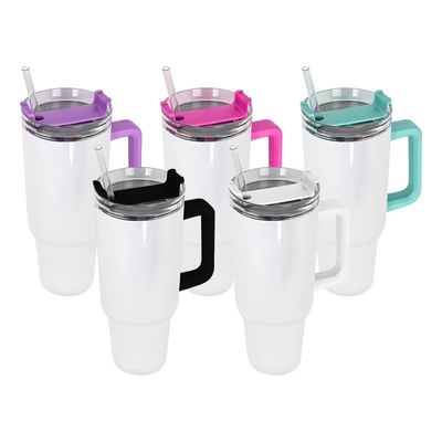 HANDGREIP 40oz Tumbler mit Strohdeckel und Griff Edelstahl Wiederverwendbarer Tumbler für farbenfrohe Autokuppen