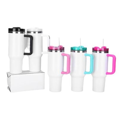 Wiederverwendbare Edelstahl-Tumbler Farbwagenbecher Tumbler mit Griff und Strohdeckel