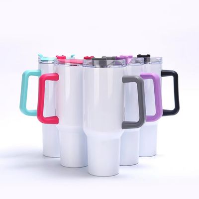 Wiederverwendbare Edelstahl-Tumbler Farbwagenbecher Tumbler mit Griff und Strohdeckel