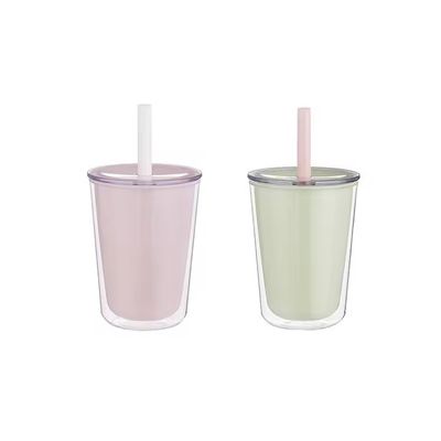 TOUR Doppelwandflasche aus Plastik mit Stroh