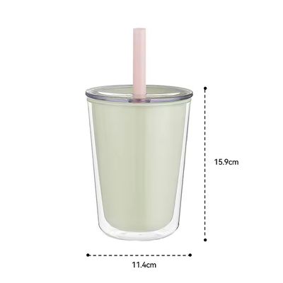 TOUR Doppelwandflasche aus Plastik mit Stroh