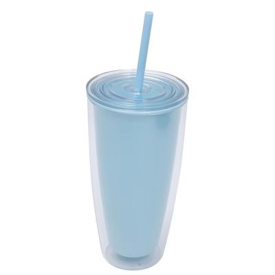 TOUR Anwendbar Erwachsene 24oz BPA-freier Doppelwand-Plastik-Tumbler mit Stroh und Deckel
