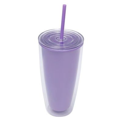 TOUR Anwendbar Erwachsene 24oz BPA-freier Doppelwand-Plastik-Tumbler mit Stroh und Deckel
