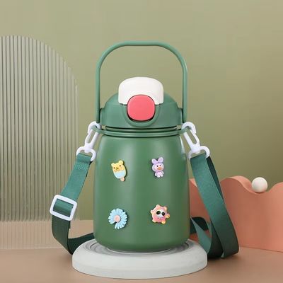 Isolierte Edelstahl-Wasserflasche 800 ml Kapazität Flip-Top Deckel BPA-frei mit Stroh