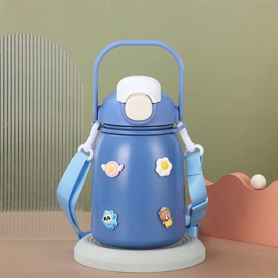 Isolierte Edelstahl-Wasserflasche 800 ml Kapazität Flip-Top Deckel BPA-frei mit Stroh