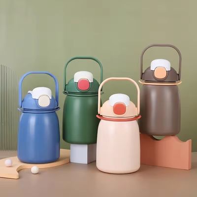 Isolierte Edelstahl-Wasserflasche 800 ml Kapazität Flip-Top Deckel BPA-frei mit Stroh