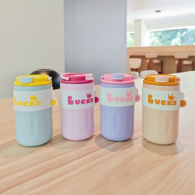 420ml Portable Creative Cute Straight Drink Edelstahl Wasserflasche mit Deckel