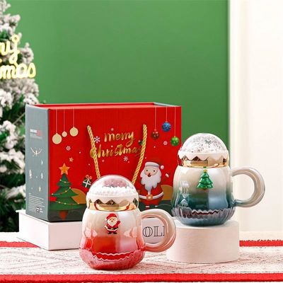 Gradient Farbe Weihnachtskeramik Geschenk Schachtel Tassen 2024 Delikatesse Design 6.8cm*11cm 2 Farben