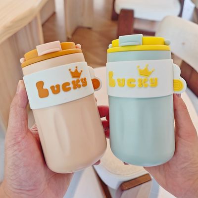 420ml Portable Creative Cute Straight Drink 304 Edelstahl Wasserflasche mit Deckel