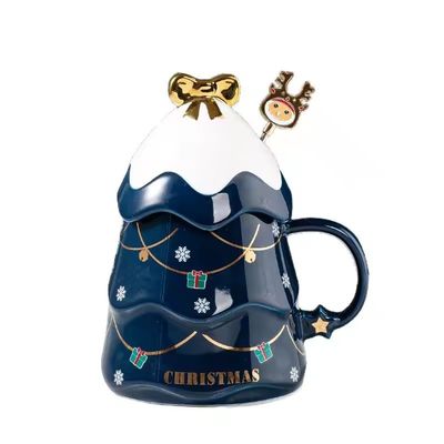 400 ml 500 ml Keramik Kaffeetasse Büro Teetasse Set mit Deckel und Löffel Weihnachtsgeschenk