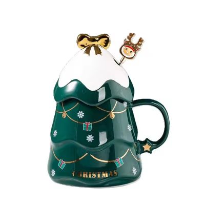 400 ml 500 ml Keramik Kaffeetasse Büro Teetasse Set mit Deckel und Löffel Weihnachtsgeschenk